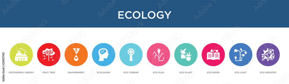 ecology concept 10 colorful icons ecology concept 10 colorful icons