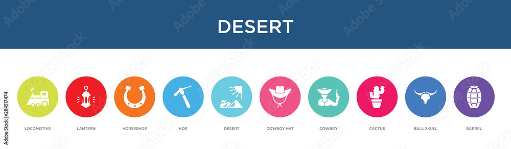 desert concept 10 colorful icons desert concept 10 colorful icons