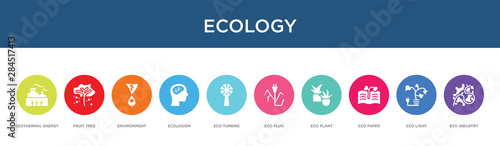 ecology concept 10 colorful icons