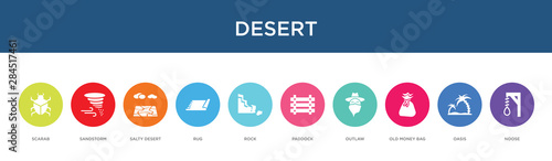 desert concept 10 colorful icons