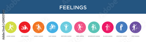 feelings concept 10 colorful icons