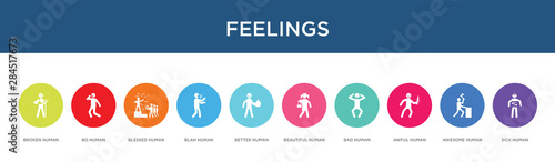 feelings concept 10 colorful icons