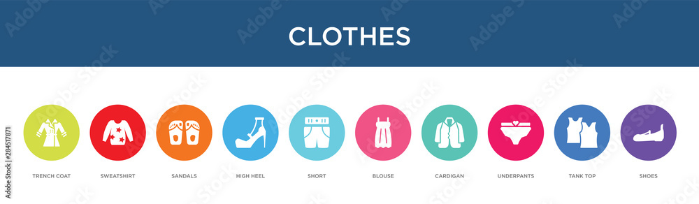 clothes concept 10 colorful icons clothes concept 10 colorful icons