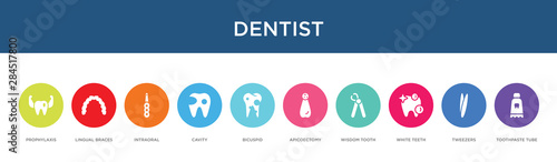 dentist concept 10 colorful icons