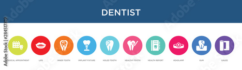 dentist concept 10 colorful icons