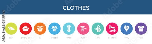 clothes concept 10 colorful icons