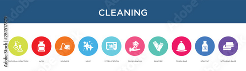 cleaning concept 10 colorful icons