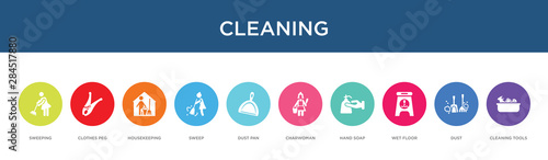 cleaning concept 10 colorful icons