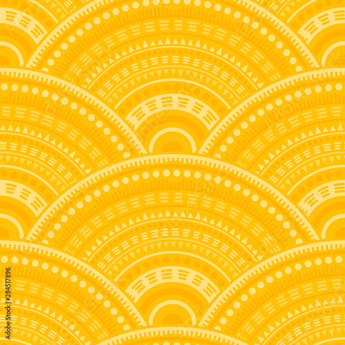 Ethnic circle shapes seamless geometric pattern.