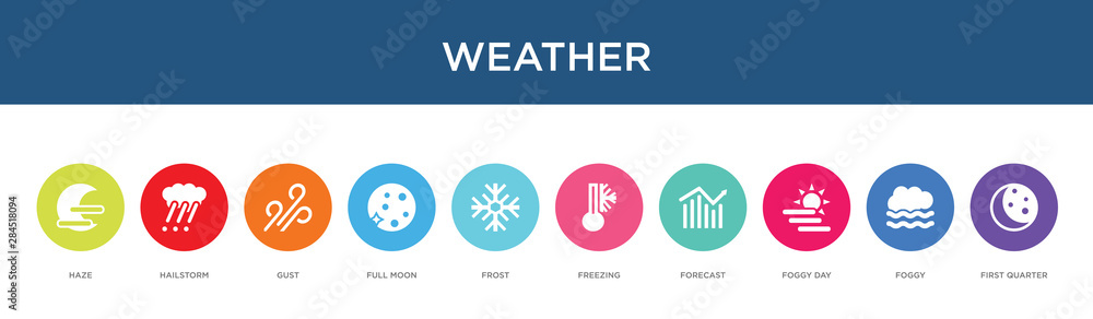 weather concept 10 colorful icons