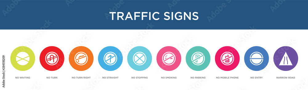 traffic signs concept 10 colorful icons traffic signs concept 10 colorful icons
