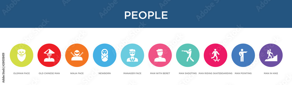 people concept 10 colorful icons people concept 10 colorful icons