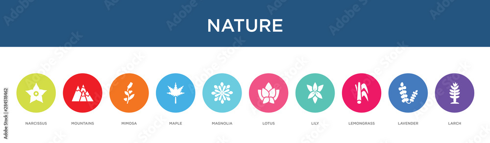 nature concept 10 colorful icons nature concept 10 colorful icons