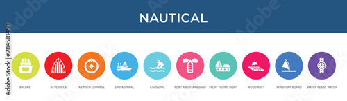 nautical concept 10 colorful icons