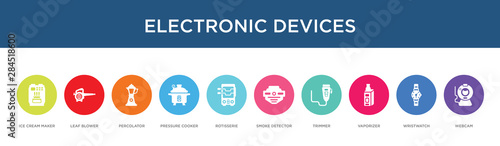 electronic devices concept 10 colorful icons