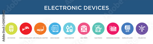 electronic devices concept 10 colorful icons