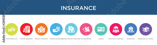 insurance concept 10 colorful icons