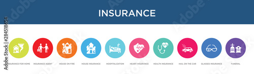 insurance concept 10 colorful icons