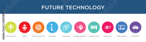 future technology concept 10 colorful icons