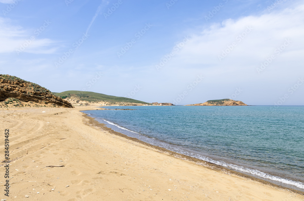 Amazing scenery by the sea in Lemnos island, Greece, with sand dunes