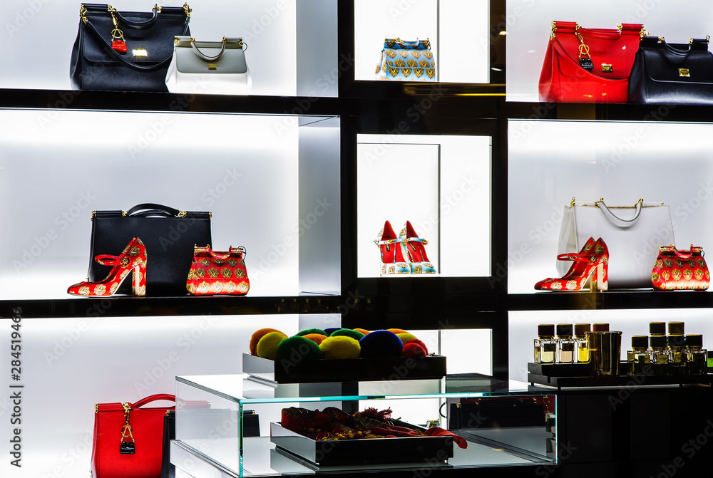 Italy, Venice - March 21, 2015: Gucci luxury bags for sale inside a luxury  store in venice center Stock Photo | Adobe Stock