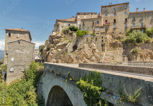 Medieval hilltop village Sartene in Corsica, France. photo