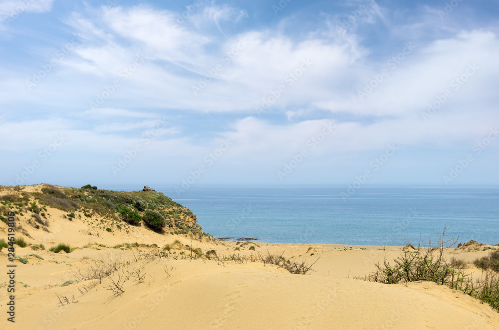 Amazing scenery by the sea in Lemnos island, Greece, with sand dunes Amazing scenery by the sea in Lemnos island, Greece, with sand dunes