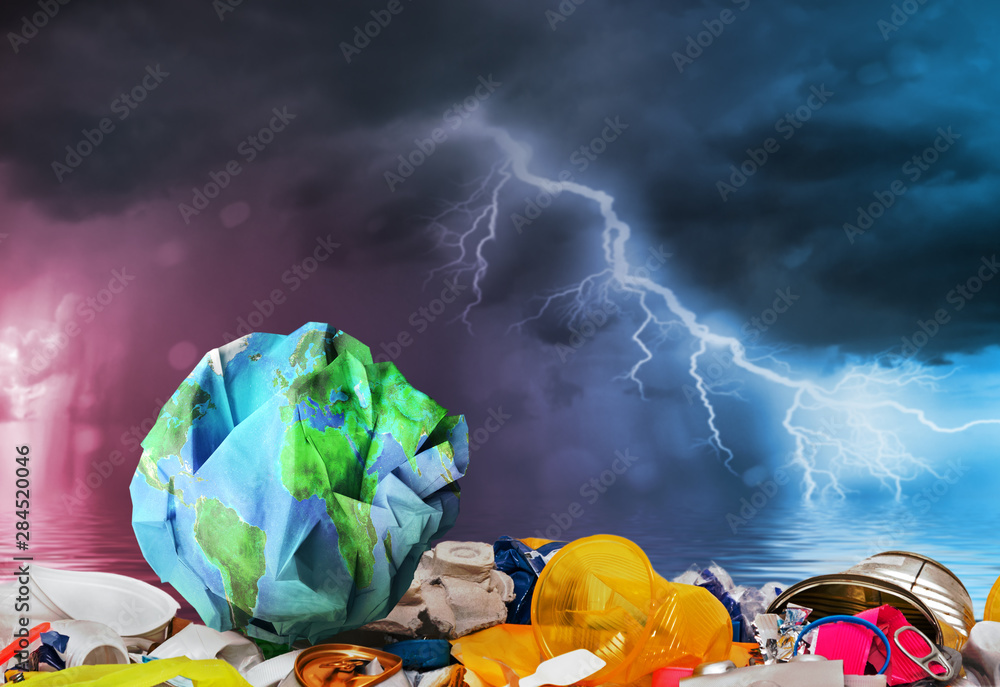 Obraz premium a global ocean plastic garbage pollutionon on the planet