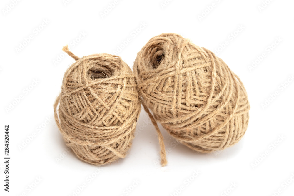 Skein of rope twine on a white background. Skein of rope twine on a white background.