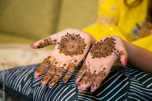 Indian bride's wedding henna mehndi mehendi close up