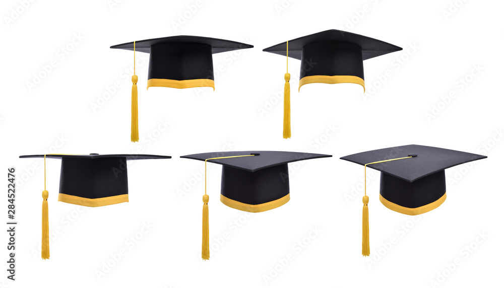Graduation cap with gold tassel isolated on white background. Stock ...