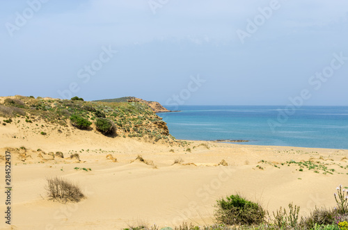 Amazing scenery by the sea in Lemnos island  Greece  with sand dunes