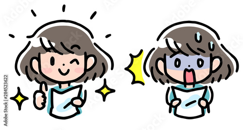 喜んだりビックリしたりする学生さん アップ