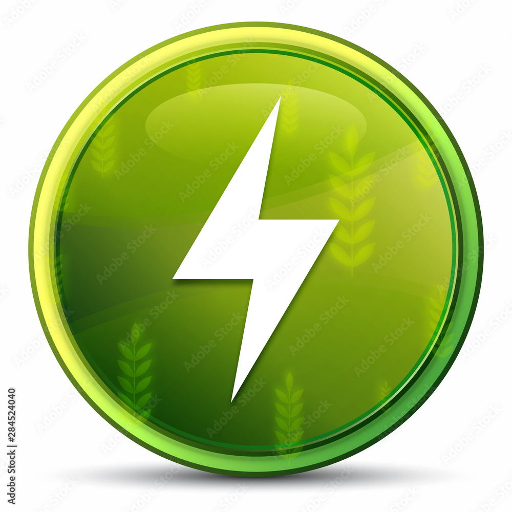 Electric bolt icon spring bright natural green round button illustration Electric bolt icon spring bright natural green round button illustration