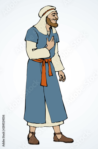 Jewish man in old clothes. Vector drawing