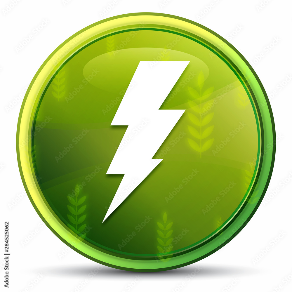 Lightning icon spring bright natural green round button illustration Lightning icon spring bright natural green round button illustration