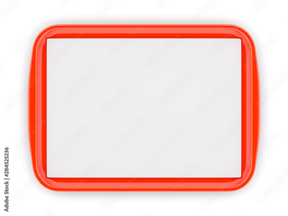 Red plastic food tray with empty liner Red plastic food tray with empty liner