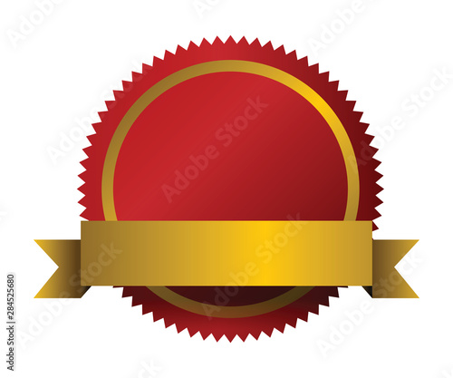 Illustration of a red and gold seal. EPS and JPG files provided.
