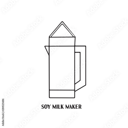 Soya milk maker icon. Kitchen device for milk, fresh drinks, smoothies or yogurt preparing from soya dry and wet beans.