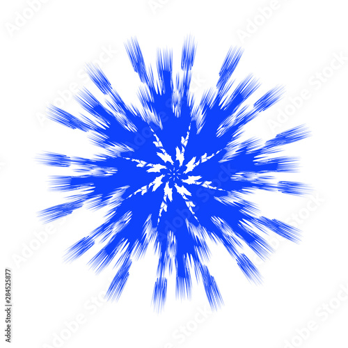 Abstract stylized decorative blue snowflake on white background