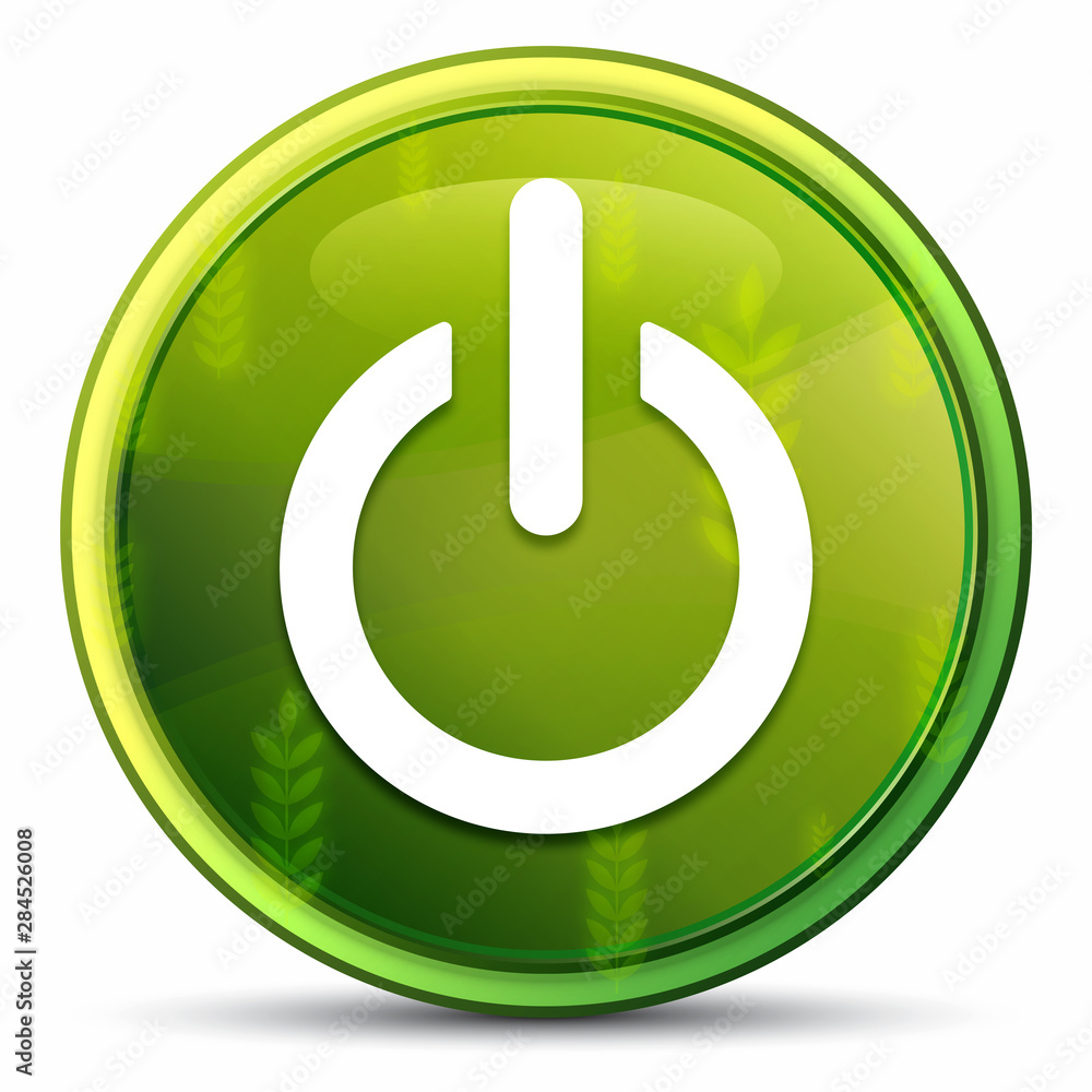 Power icon spring bright natural green round button illustration Power icon spring bright natural green round button illustration