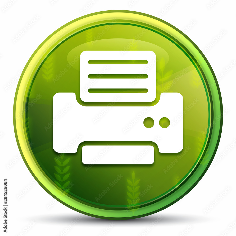 Printer icon spring bright natural green round button illustration Printer icon spring bright natural green round button illustration