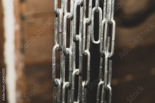Industrial chains close up. hanging chain