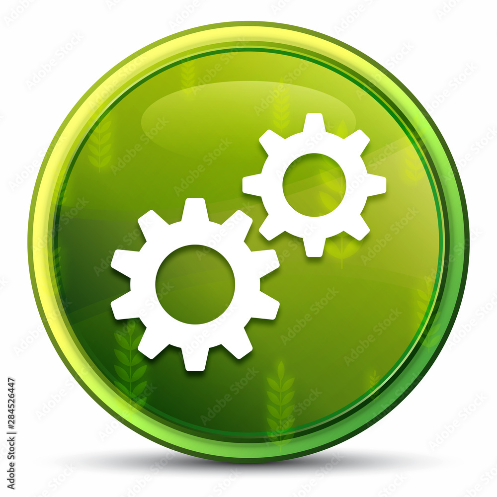 Settings process icon spring bright natural green round button illustration Settings process icon spring bright natural green round button illustration