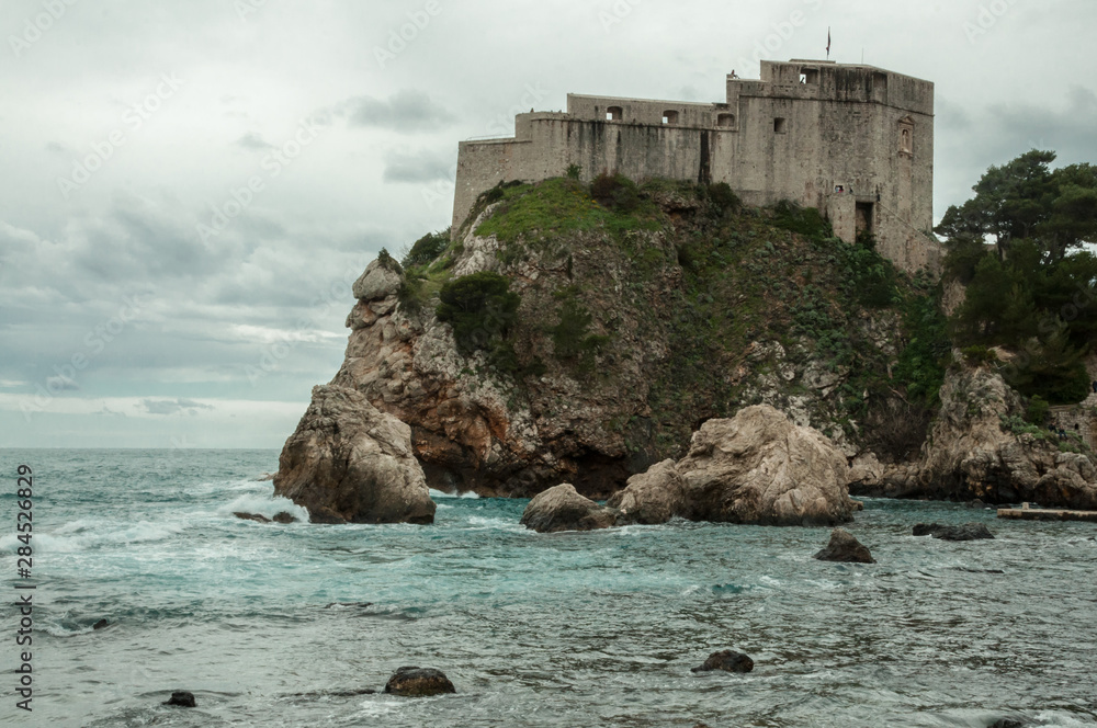 View of Fort Lovrijenac, Dubrovnik. Pile harbour. GOT filming location