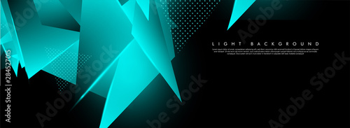 Triangular background. Abstract composition of 3D triangles. The geometric background of modern blue is insulated black