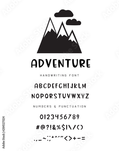 Camping hand drawn brush font.