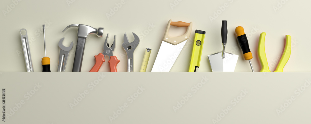 Fotografía Various Hand  tools. 3d illustration