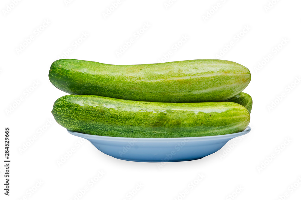 Fresh green cucumber on white background Fresh green cucumber on white background
