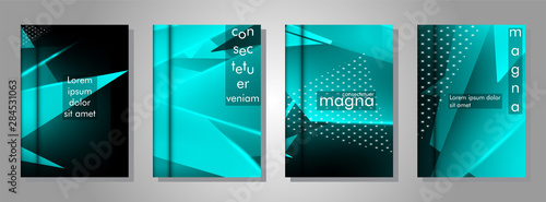 set the book cover the background of the light Triangle. Abstract composition of 3D triangles. Modern geometric blue backgrounds isolated black © artnoy